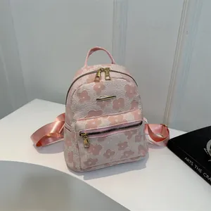 Damen Mode Floral Jacquard-Gewebe Mini Rucksack Klein Lässig Reisetasche Gold Reißverschluss Koreanischer Stil Schultasche Mädchen