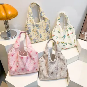 Sacs cabas en toile à imprimé floral en quatre motifs avec lampe orange vintage