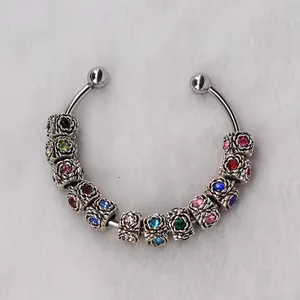 Vintage Alloy Rose Flower Charms With Rhinestone DIY Bracelet Necklace Accessory Retro Floral Beads For Jewelry Making