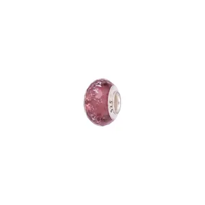Leuchtende rosa Glasperle mit Facettenschliff und 925er Sterlingsilber-Kern für Schmuck