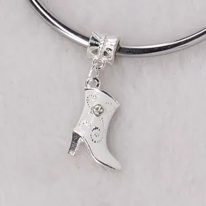 Fashionable white enamel boot charm pendant with rhinestones for DIY bracelets