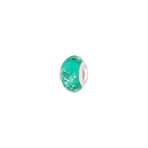 Facettierte smaragdgrüne Glasperle mit Silberkern für DIY-Armbänder und Ketten