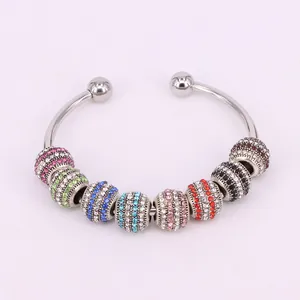 DIY Großlochperlen Legierung Strass Gestreifte Lose Perlen Für Schmuckherstellung Damen Mode Armband Charms Zubehör