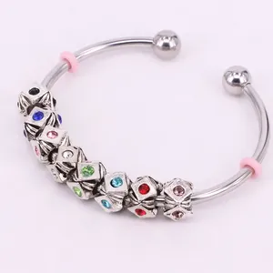 Cuentas de Abalorios de Aleación Retro de Agujero Grande con Strass Brillante Estrella Geométrica Accesorio para Hacer Joyas DIY para Mujer