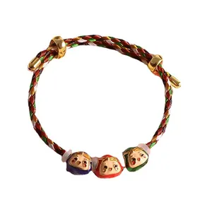 Bracciale colorato intrecciato per la festa delle barche drago con ciondoli in smalto