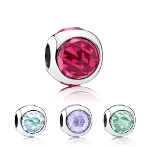DIY Sparkling Colorful Faceted Glass Crystal Charm Beads Alloy Large Hole Charms For Bracelets Necklaces Jewelry Making Women