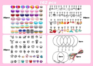 Detailed view of 162pcs DIY jewelry kit including colorful beads and alloy charms
