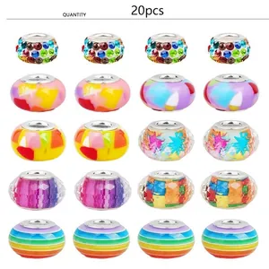 Lot de 20 perles de bricolage colorées avec strass pour bracelets à thème licorne