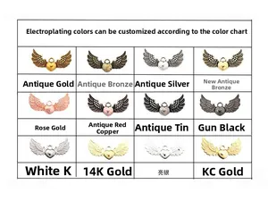 Detailoverzicht van hart- en vleugelhangers in 12 kleuren voor DIY-sieraden