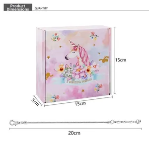 Spécifications de taille pour coffret bijoux licorne et bracelet perles de 20 cm