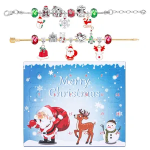 Christmas Advent Calendar DIY bracelet set with Santa charms and a 24-day gift box