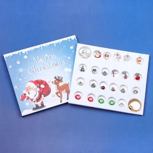 Christmas advent calendar set with blue jewelry box, DIY bracelet and 24 festive charms