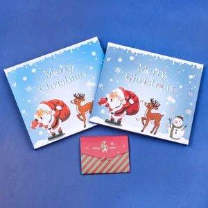 Detail of blue Christmas advent calendar boxes and red envelope for bracelet DIY kits