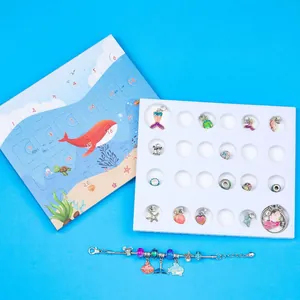 Ocean theme DIY jewelry advent calendar with 24 slots, sea animal charms and a bracelet