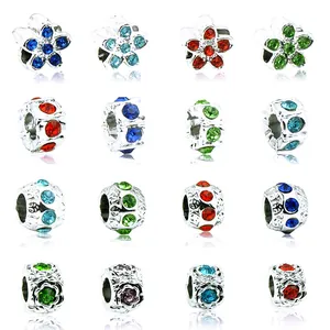 European American Style Alloy Rhinestone Flower Totem Hollow DIY Loose Beads For Bracelet Necklace Making Women Jewelry Accessories