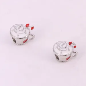 Christmas DIY charm set featuring enamel ice cream cup with candy cane and cream top