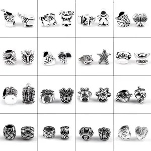 Vintage Alloy Charms Beads DIY Jewelry Making For Bracelet Necklace Heart Owl Starfish Elephant Crown Sunflower Leaf