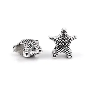 Vintage silver starfish alloy beads for DIY jewelry making necklaces and bracelets