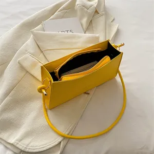 Borsa a tracolla rettangolare giallo brillante alla moda con logo FASHION e corda