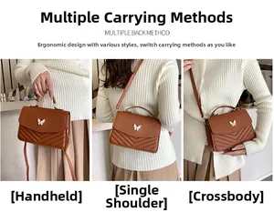 Brown quilted handbag showing versatile top handle, shoulder, and crossbody carry styles