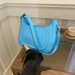 Minimalist Shiny Patent Leather Underarm Bag For Women Trendy Mirror Surface Hobo Shoulder Bag With Adjustable Strap