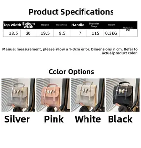 Size guide for butterfly PU leather backpack with detailed measurements and four color options