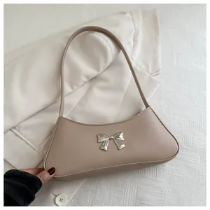 Sac Sous l'Aisselle à Nœud Tendance pour Femmes Minimaliste en Cuir PU Croissant Sac à Bandoulière Élégant Baguette