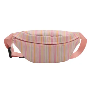 Gekleurde gestreepte nylon borsttas voor dames met regenboogpatroon en verstelbare riem