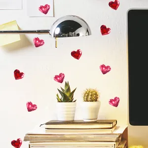 Pegatinas de pared de corazón 3D diamante en rojo y rosa para decorar casa y oficina