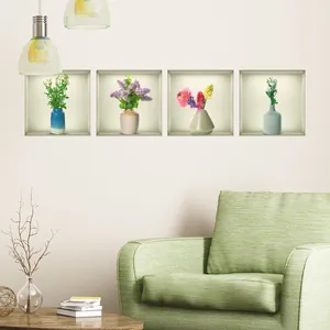 Set adesivi murali 3D vasi di fiori con effetto nicchia realistico per arredo casa moderno