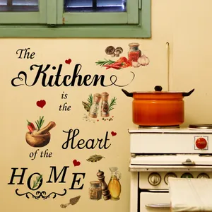 Sticker mural de cuisine autocollant avec citation The Kitchen is the Heart of the Home