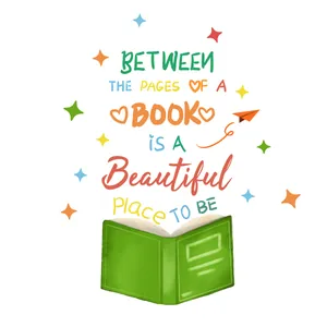 Motivational quote wall sticker featuring an open green book with stars and paper planes