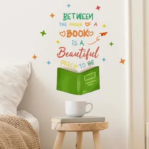 Between the pages of a book inspirational wall decal with stars and paper airplanes