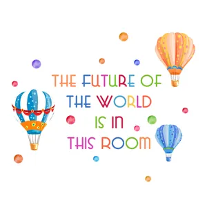 Hot air balloons and dot wall stickers with inspirational quote for room decor