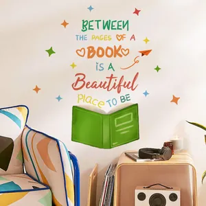 Between The Pages Of A Book wall decal with stars and paper plane for reading room