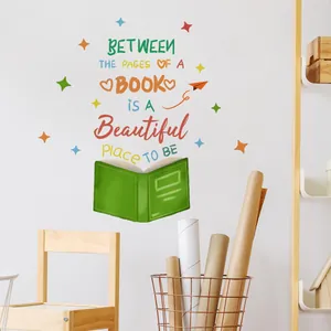 Inspirational English Quote Wall Sticker PVC Books Stars Paper Airplane Decor For Kids Room Bedroom Study Wall Decal Mural