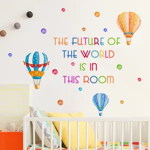 Colorful Hot Air Balloon Wall Sticker Dots English Slogan For Kids Room Nursery Bedroom PVC Self-Adhesive Wall Decal
