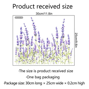 Stickers muraux de lavande pour salle de bain au style floral aquarelle violet