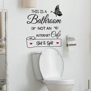 Adesivo murale divertente per bagno con farfalle e citazione per decorazione della casa