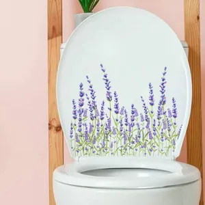 Stickers muraux de lavande pour couvercle de toilette avec motifs floraux violets