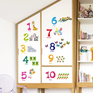 Adesivi murali educativi con animali numeri 1-10 per cameretta e sala giochi
