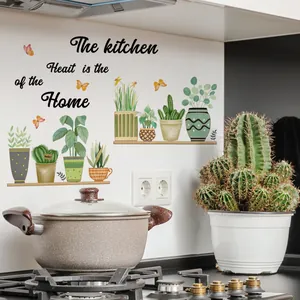 Potted Plants Kitchen Wall Sticker PVC Removable Heart Of Home Quote Butterfly Decal Self Adhesive Dining Room Decor