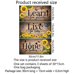 Sunflower motivational wall decals set of 3 with butterflies and inspirational quotes