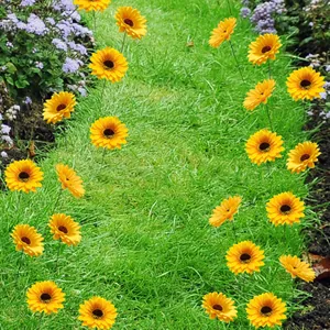 Outdoor artificial sunflower stakes with yellow petals for garden lawn landscape decoration