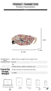 Guide des tailles détaillé pour sac papillon mesurant 29,5x14x0,5cm et pesant seulement 0,06kg