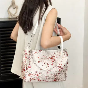 New Chinese style underarm bag with plum blossom embroidery and metal chain strap