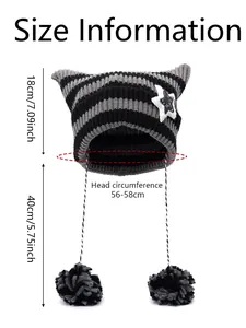 Guida alle taglie e dimensioni per il cappello a maglia a righe con orecchie di gatto