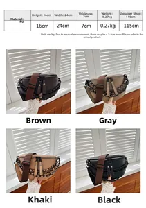 Spécifications détaillées de taille pour le sac bandoulière en cuir PU à motif pierre