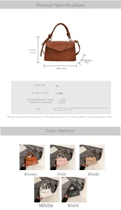 Detailed dimensions and parameters of the embossed PU leather crossbody flap bag