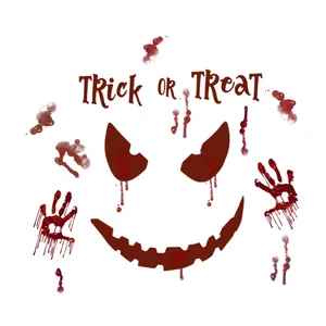 Spooky Halloween wall sticker set with bloody handprints and Trick or Treat text